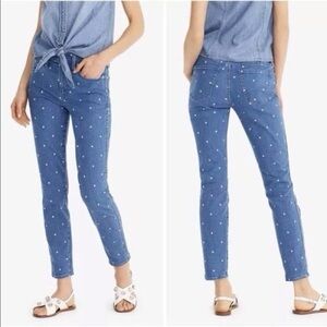 J.Crew/Jeans Women 28 TALL Blue Polka Dot Medium Wash Vintage Straight Jean